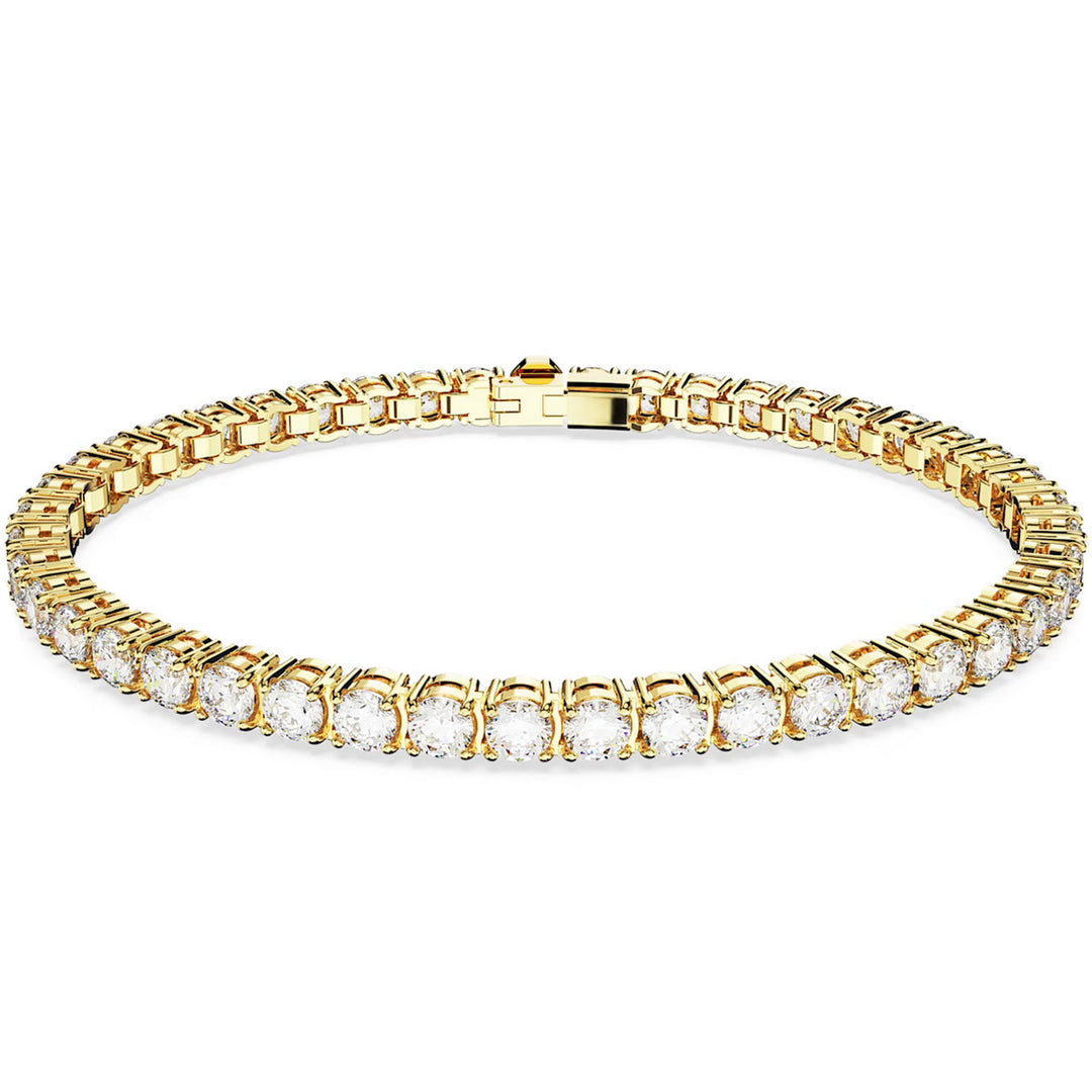 Swarovski Matrix Tennis Armband Rundschliff Weiss Gold