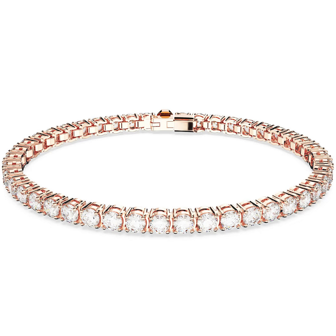 Swarovski Matrix Tennis Armband Rundschliff Weiss Roségold