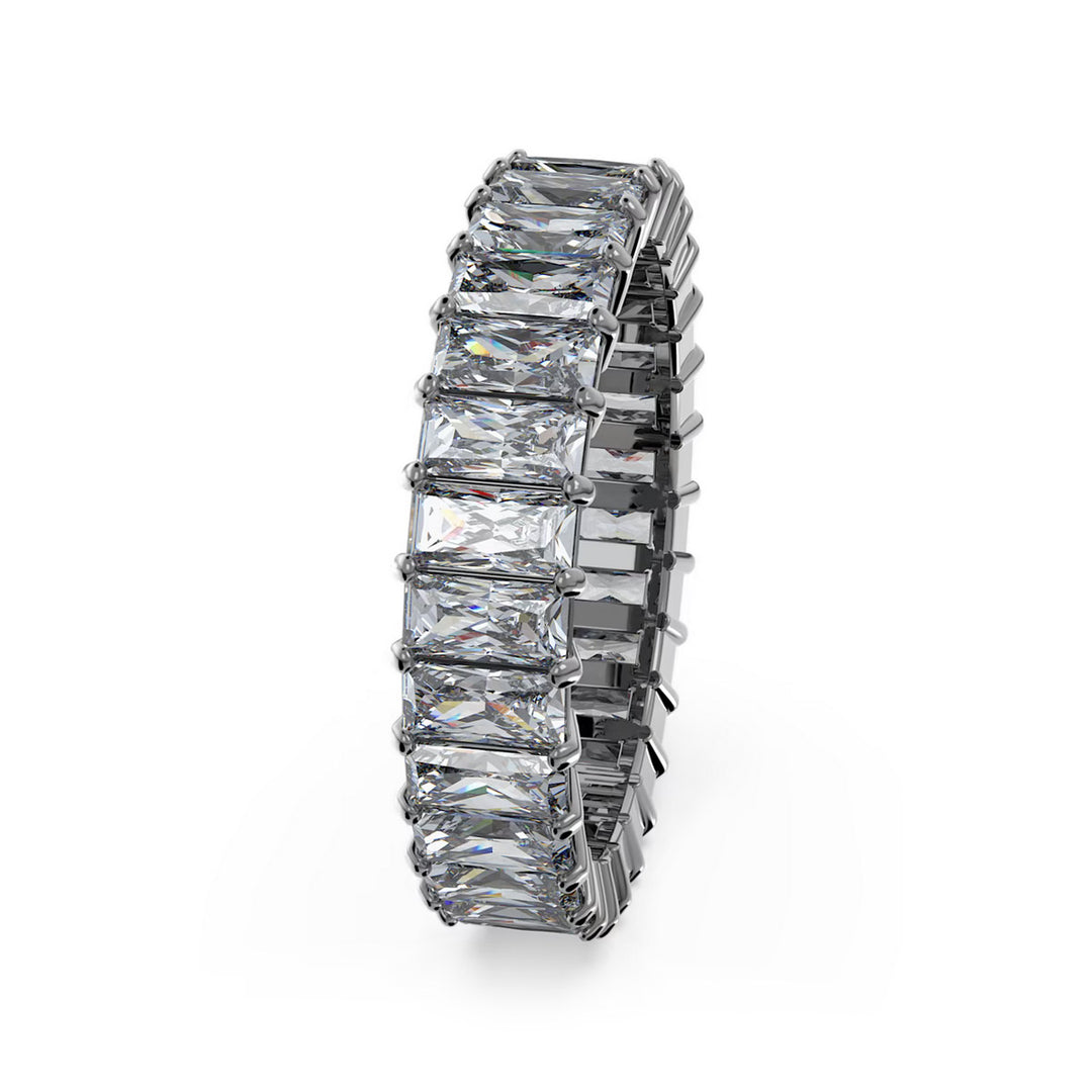 Swarovski Matrix Ring Baguette Schliff Grau Rutheniert