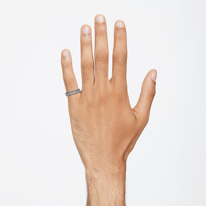 Swarovski Matrix Ring Baguette Schliff Grau Rutheniert