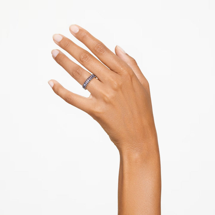 Swarovski Matrix Ring Baguette Schliff Grau Rutheniert