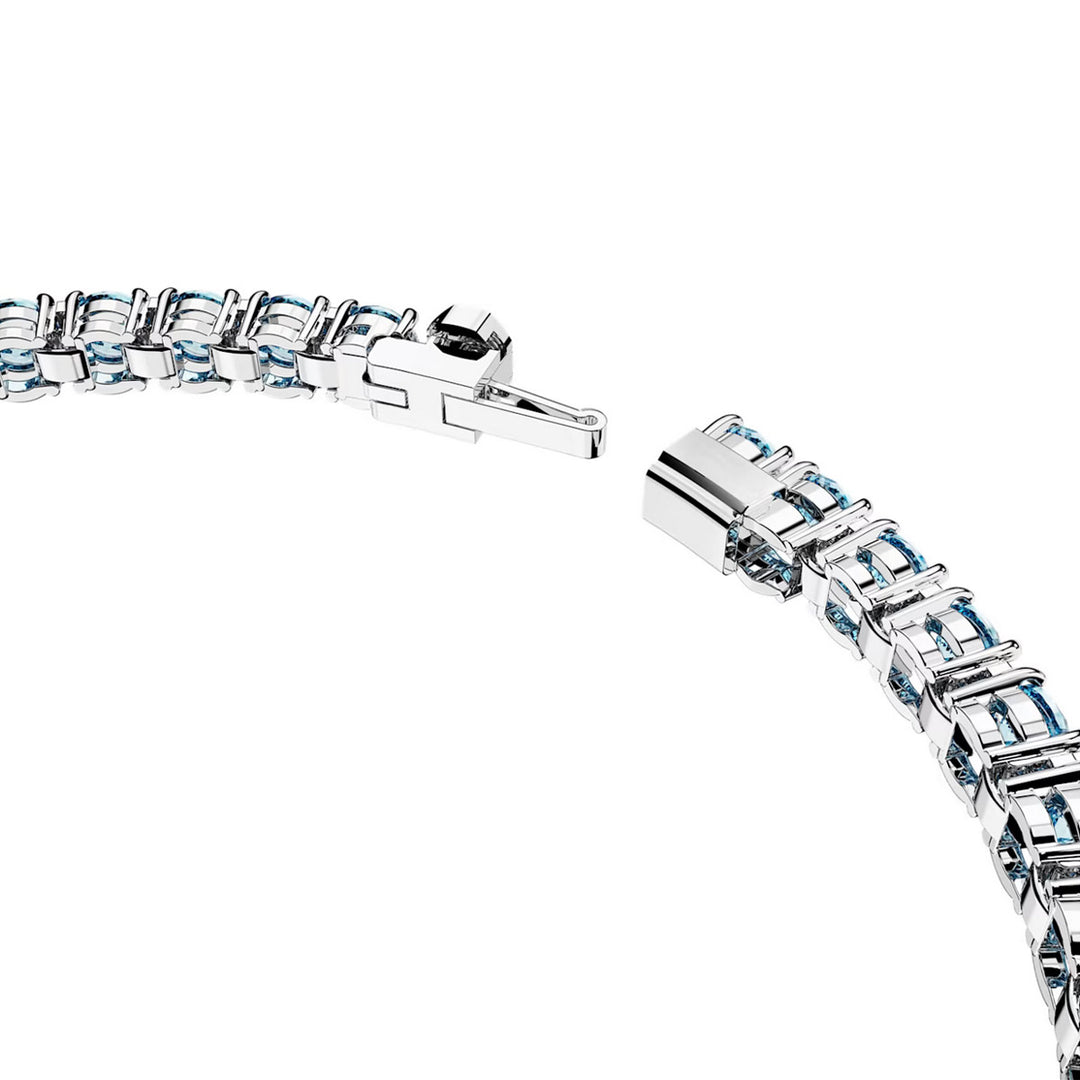 Swarovski Matrix Tennis Armband Rundschliff Blau Rhodiniert