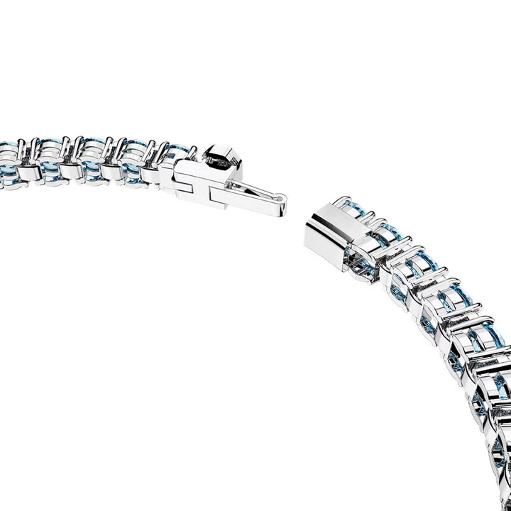 Swarovski Matrix Tennis Armband Rundschliff Blau Rhodiniert