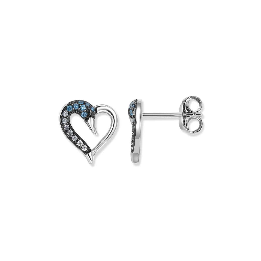 Seinerzeit Blue Schwan Herz Ohrstecker - SZA-2994-488