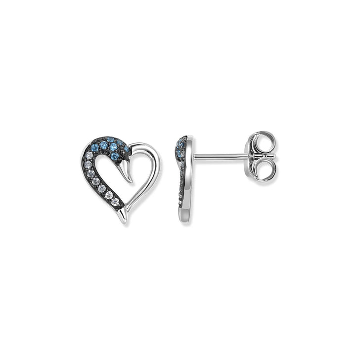Seinerzeit Blue Schwan Herz Ohrstecker - SZA-2994-488