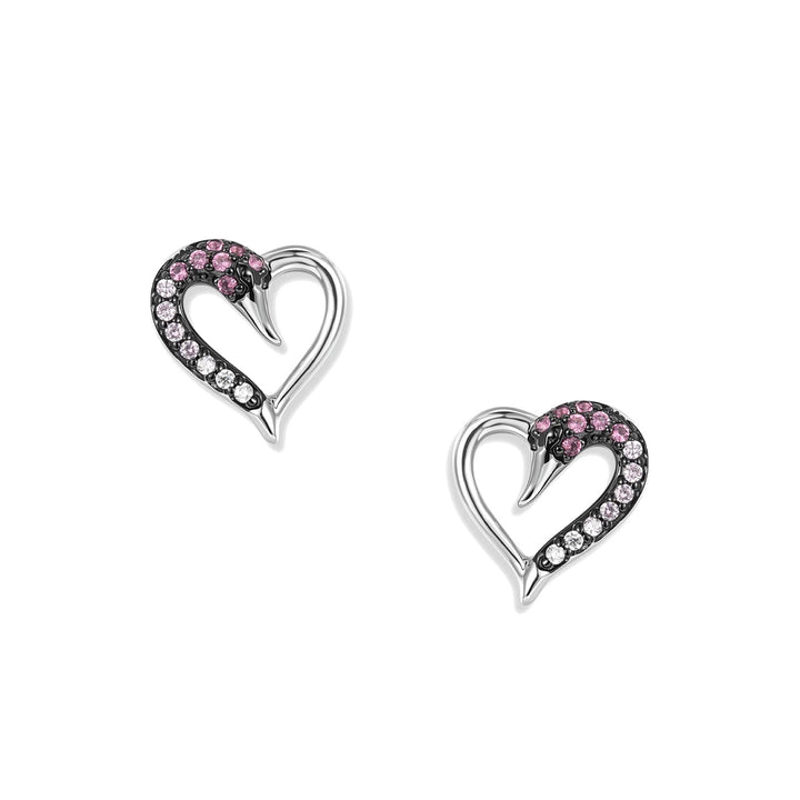 Seinerzeit Pink Schwan Herz Ohrstecker - SZA-2998-488