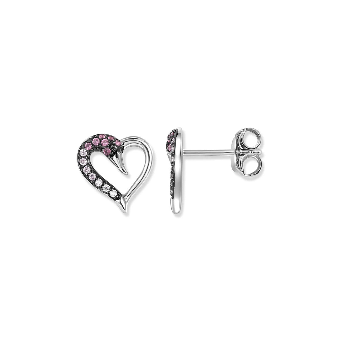 Seinerzeit Pink Schwan Herz Ohrstecker - SZA-2998-488