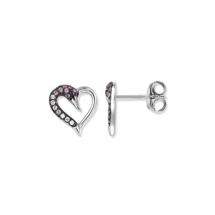 Seinerzeit Pink Schwan Herz Ohrstecker - SZA-2998-488