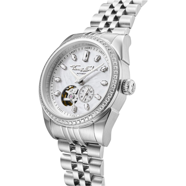 Thomas Sabo Automatikuhr Perlmutt und Steinbesatz silberfarben - SET_WA0420-201-202