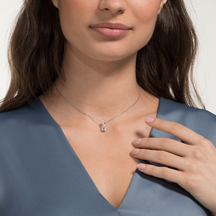 Swarovski Stilla Halskette Rundschliff Weiss Rhodiniert - 5472635
