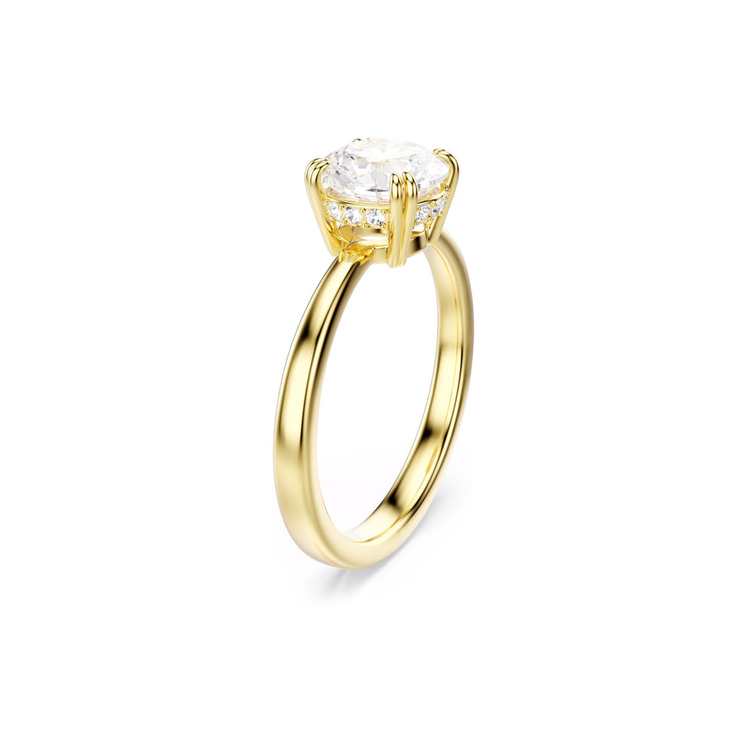 Swarovski Stilla Attract Cocktail Ring Rundschliff Weiss Goldlegierungsschicht