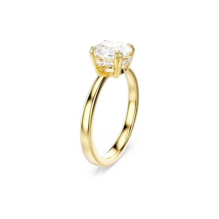 Swarovski Stilla Attract Cocktail Ring Rundschliff Weiss Goldlegierungsschicht