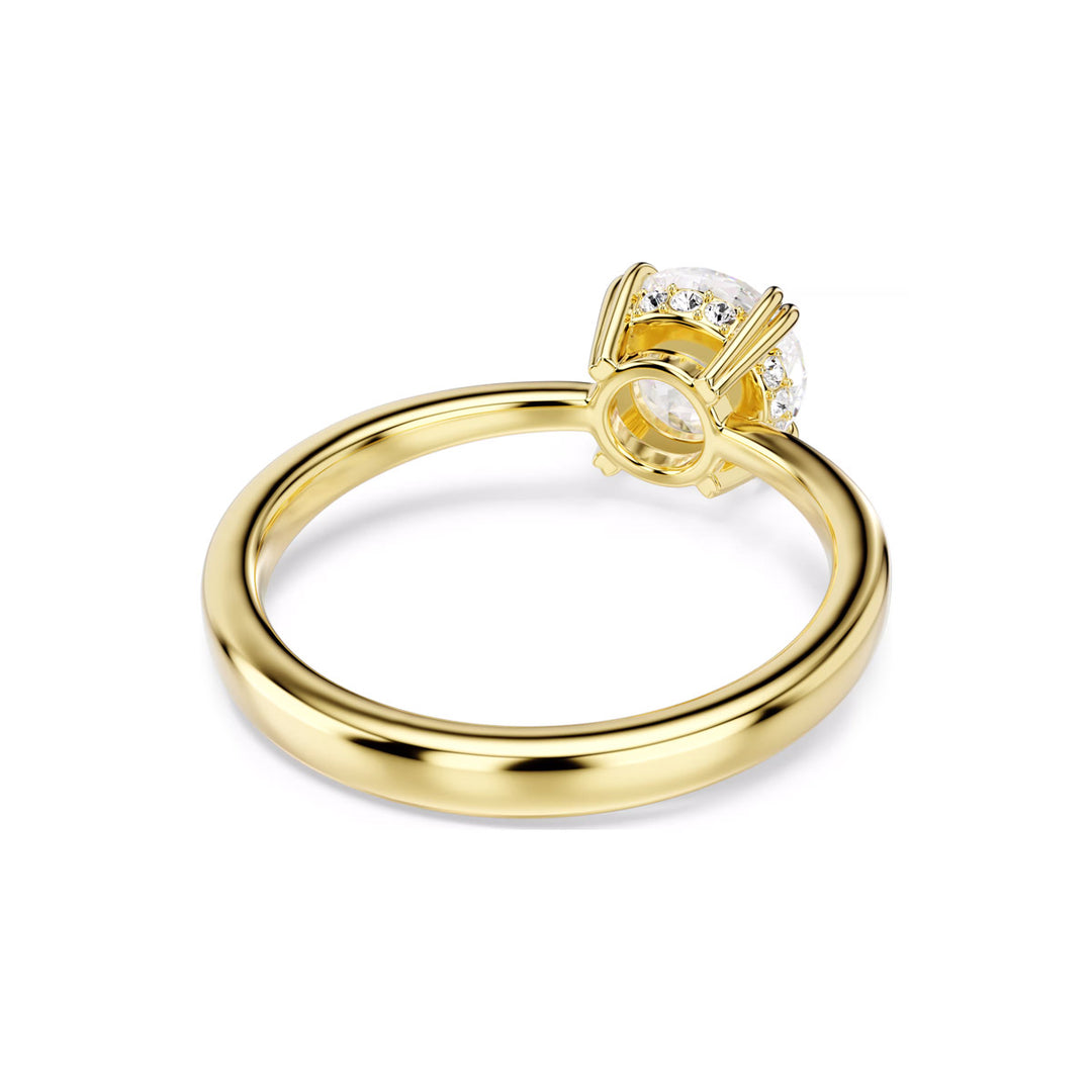 Swarovski Stilla Attract Cocktail Ring Rundschliff Weiss Goldlegierungsschicht