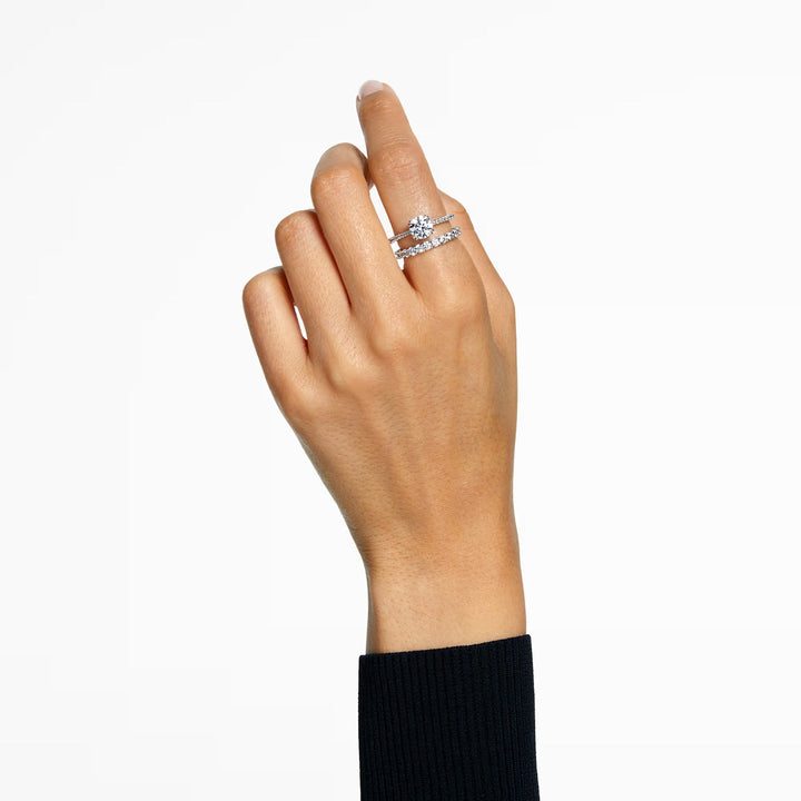 Swarovski Stilla Ring Set Rundschliff Weiss Rhodiniert