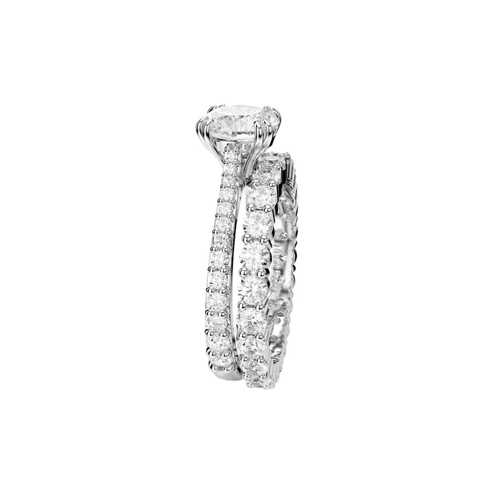 Swarovski Stilla Ring Set Rundschliff Weiss Rhodiniert