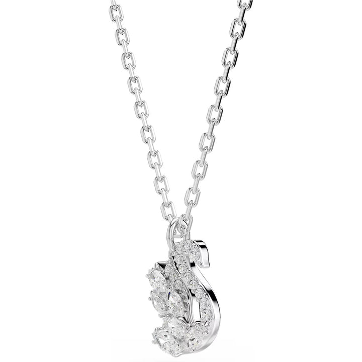Swarovski Swan Halskette Verschiedene Schliffe Schwan Weiss Rhodiniert - 5754347