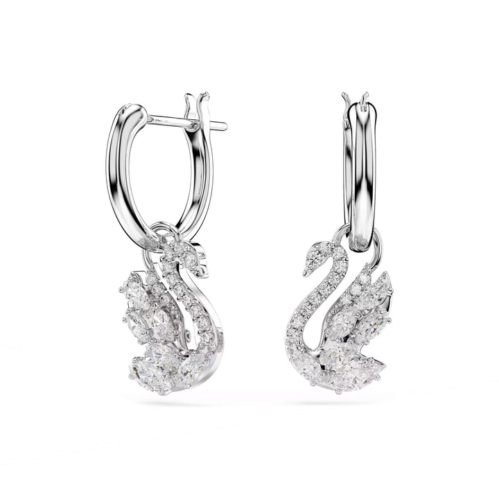 Swarovski Swan Drop Ohrhänger Verschiedene Schliffe Schwan Weiss Rhodiniert - 5759942
