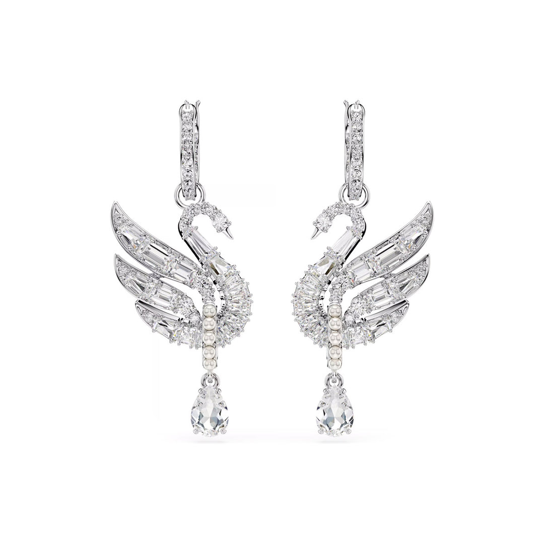 Swarovski Swan Vienna Ohrringe Schwan Weiss Rhodiniert - 5723388