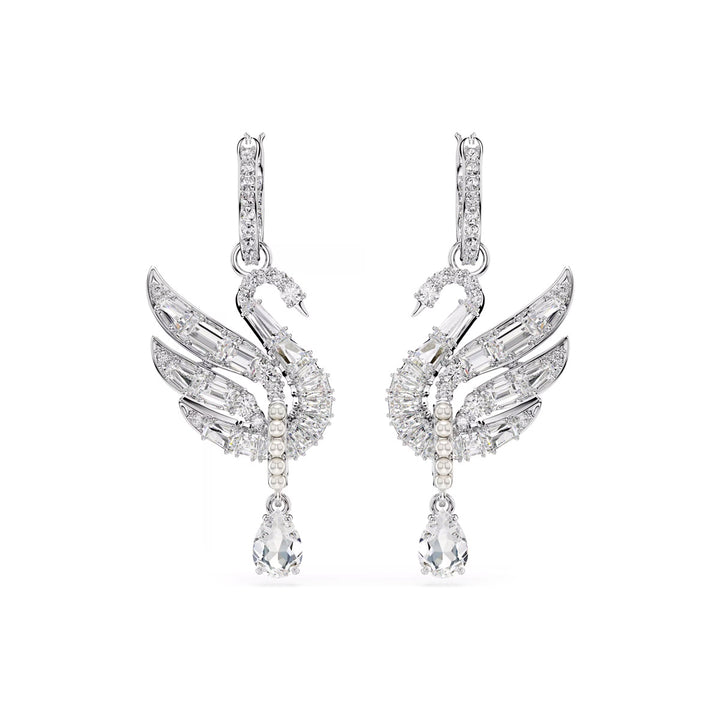 Swarovski Swan Vienna Ohrringe Schwan Weiss Rhodiniert - 5723388
