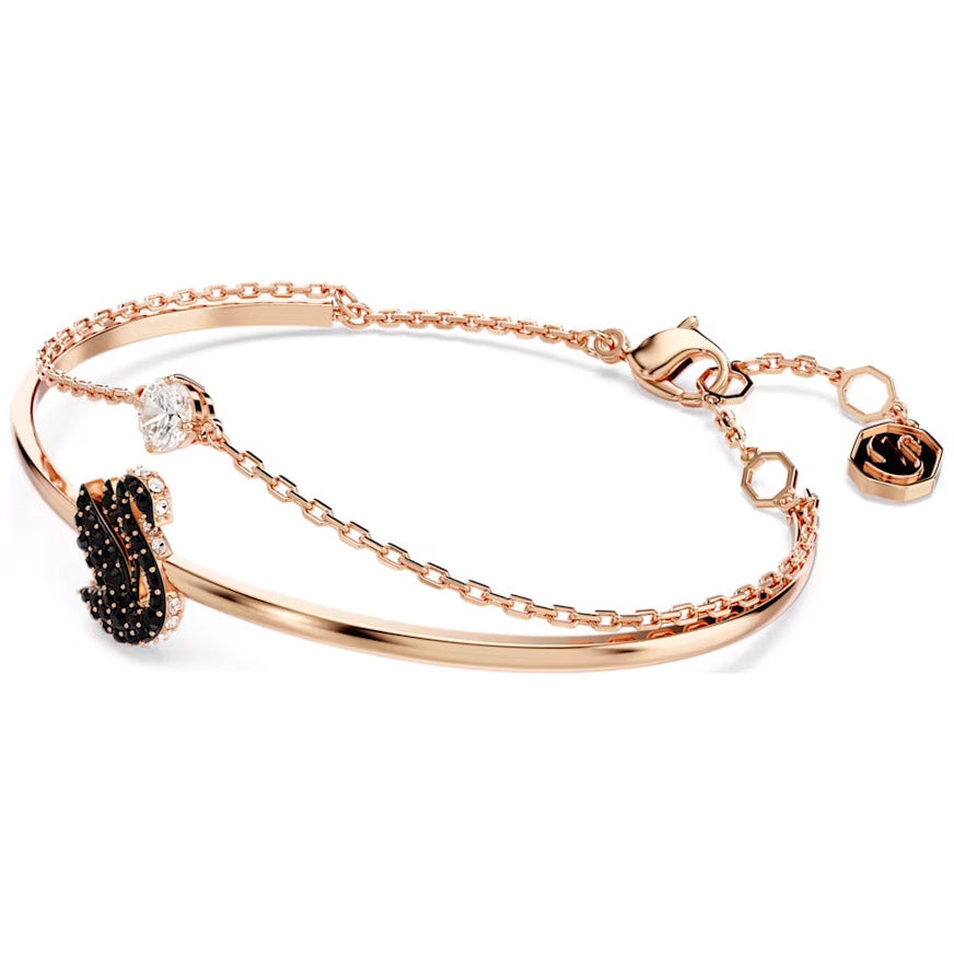 Swarovski Swan Armreif Schwan Schwarz Roségold Legierungsschicht