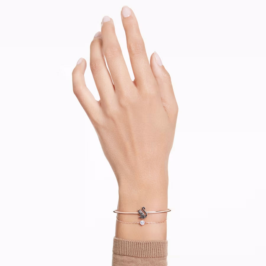Swarovski Swan Armreif Schwan Schwarz Roségold Legierungsschicht