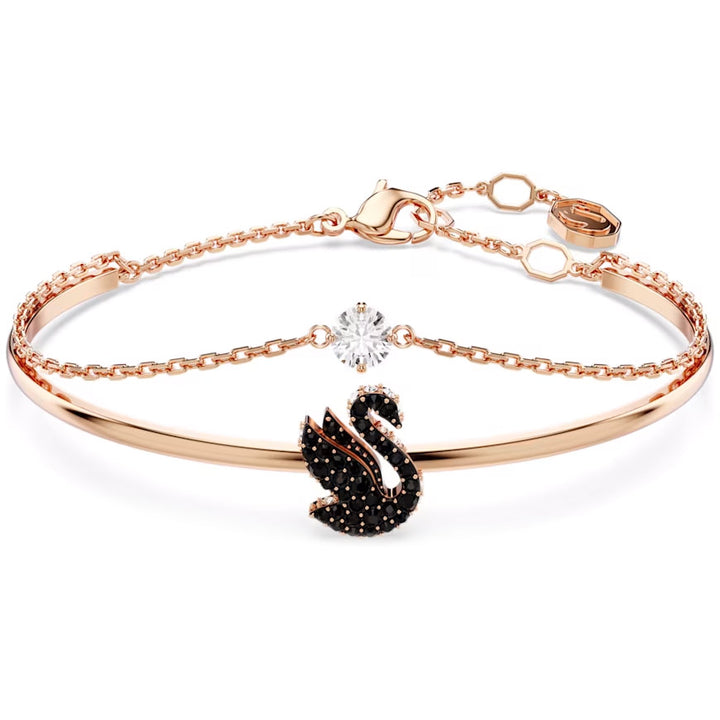 Swarovski Swan Armreif Schwan Schwarz Roségold Legierungsschicht