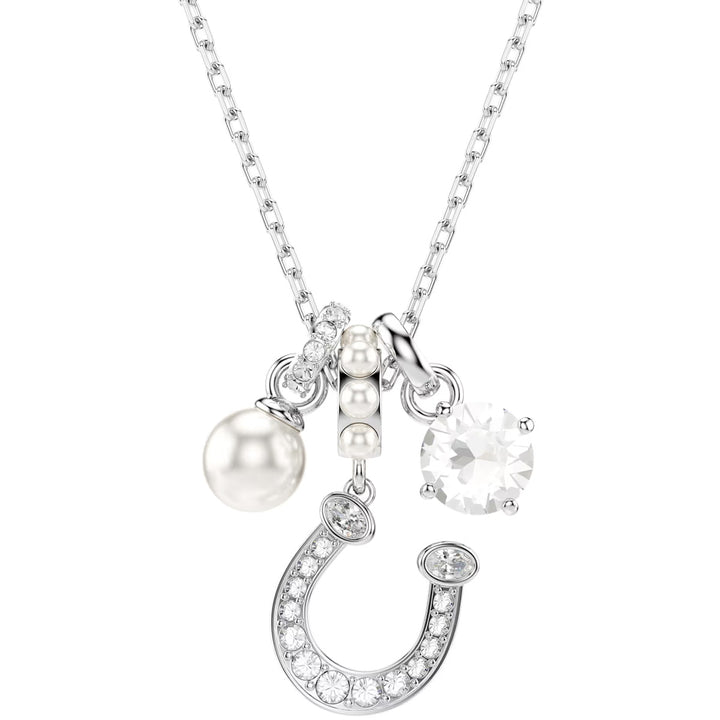 Swarovski Collier Symbolica Crystal Pearl Taille Ronde Pavé Fer à cheval Blanc Métal rhodié - 5736247