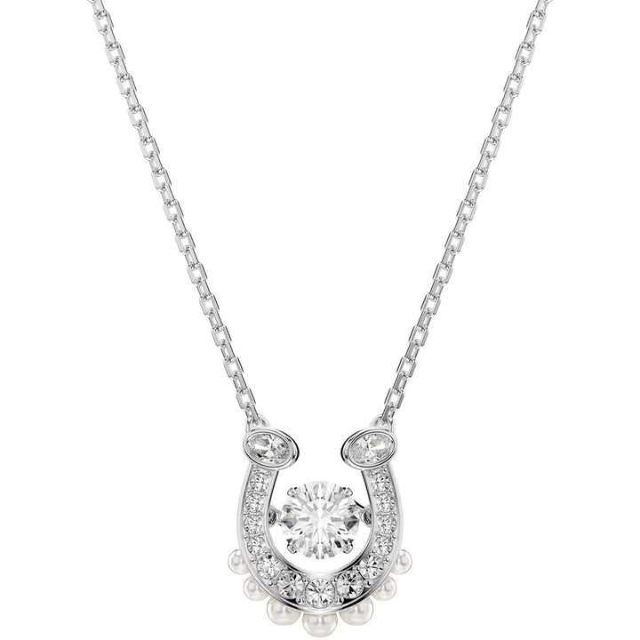 Swarovski Collier Symbolica Crystal Pearl Taille Ronde Pavé Fer à cheval Blanc Métal rhodié - 5736972