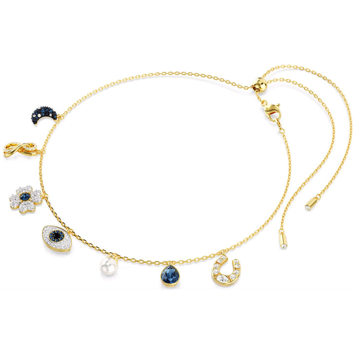 Swarovski Symbolica Halsband Mond Unendlichkeitssymbol Glücksklee Augensymbol und Hufeisen Blau Goldlegierungsschicht - 5692164