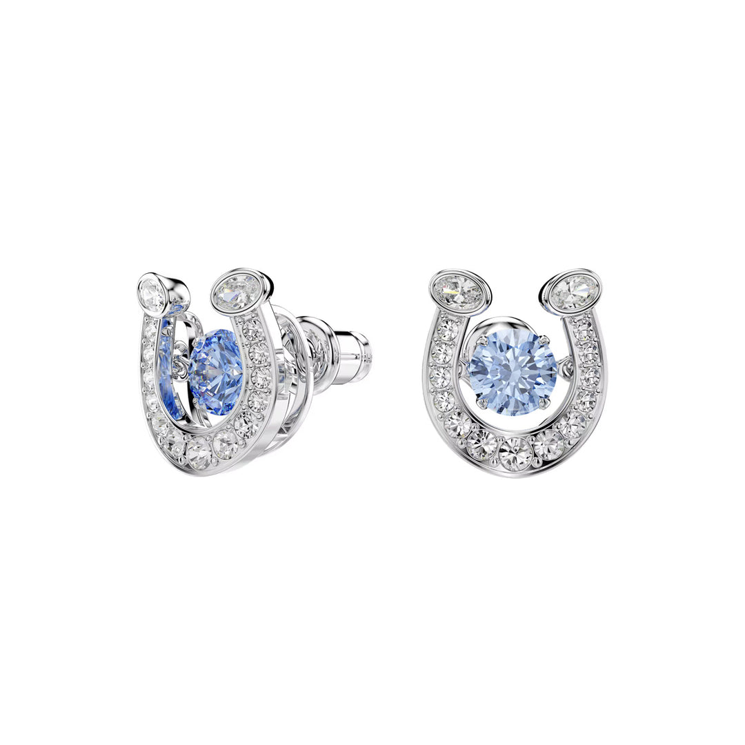 Swarovski Symbolica Ohrstecker Rundschliff Pavé Hufeisen Blau Rhodiniert - 5746563
