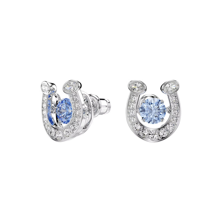 Swarovski Symbolica Ohrstecker Rundschliff Pavé Hufeisen Blau Rhodiniert - 5746563
