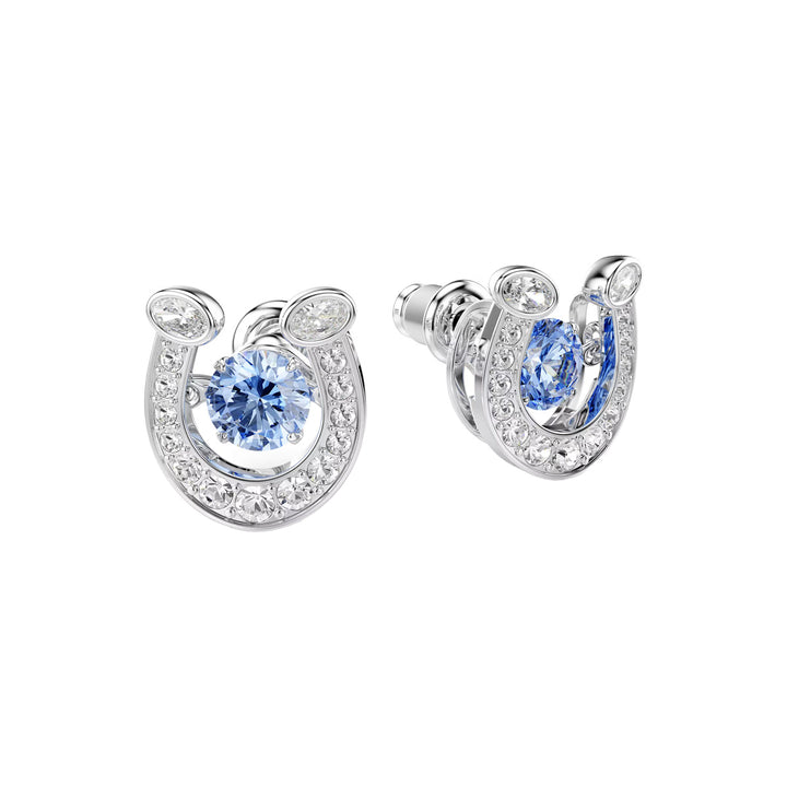 Swarovski Symbolica Ohrstecker Rundschliff Pavé Hufeisen Blau Rhodiniert - 5746563