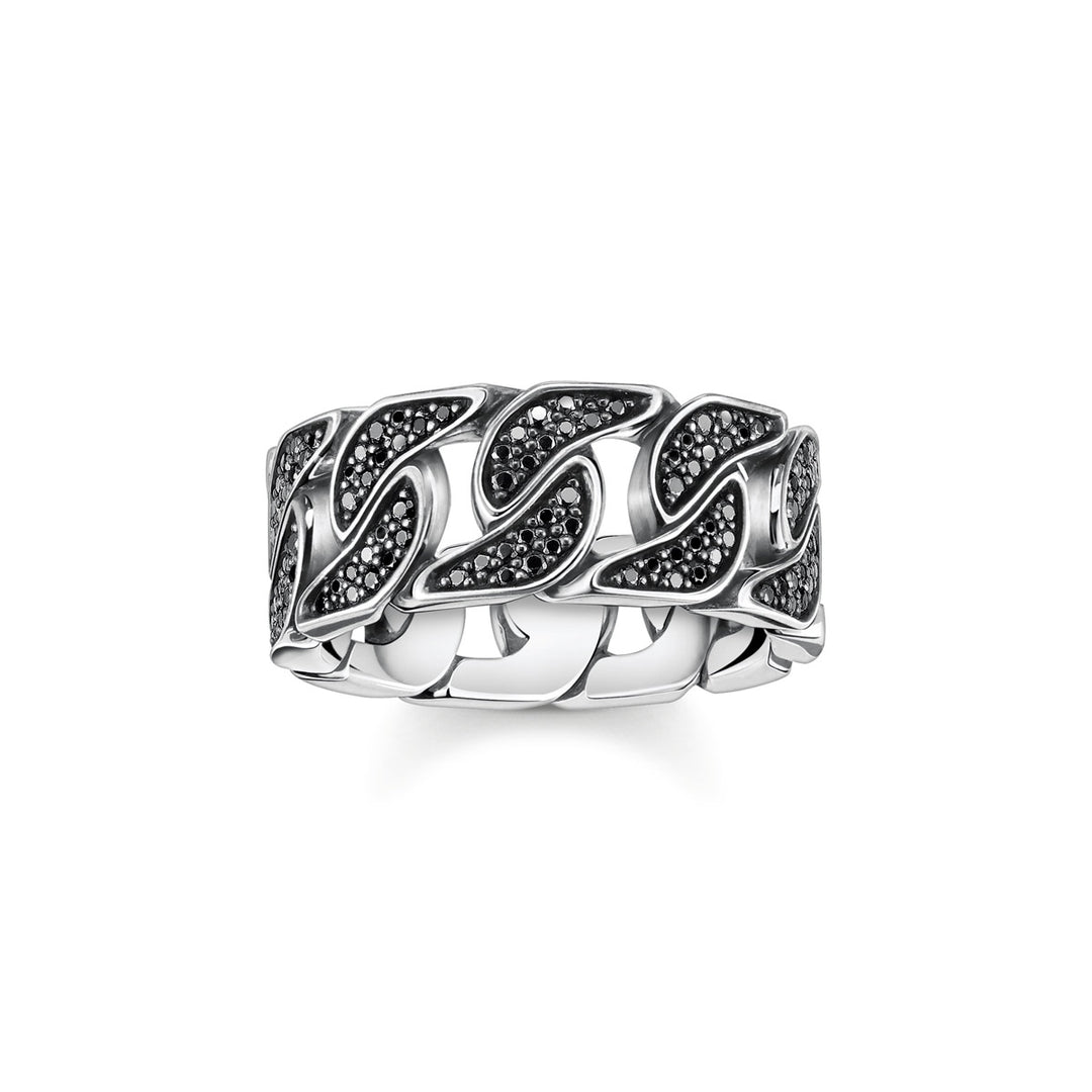 Thomas Sabo Ring Geschwärzt Glieder mit Schwarzen Steinen - TR1932-643-11