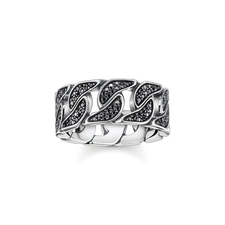 Thomas Sabo Ring Geschwärzt Glieder mit Schwarzen Steinen - TR1932-643-11