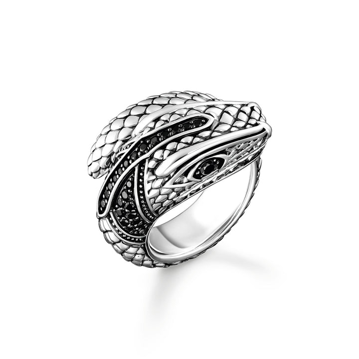 Thomas Sabo Schlangenring mit schwarzen Steinen Silber - TR1964-643-11