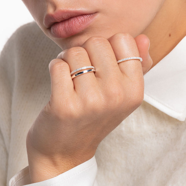 Thomas Sabo Ring Doppel Weisse Steine Silber - TR2316-051-14
