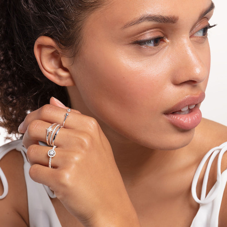 Thomas Sabo Ring Doppel Weisse Steine Silber - TR2316-051-14