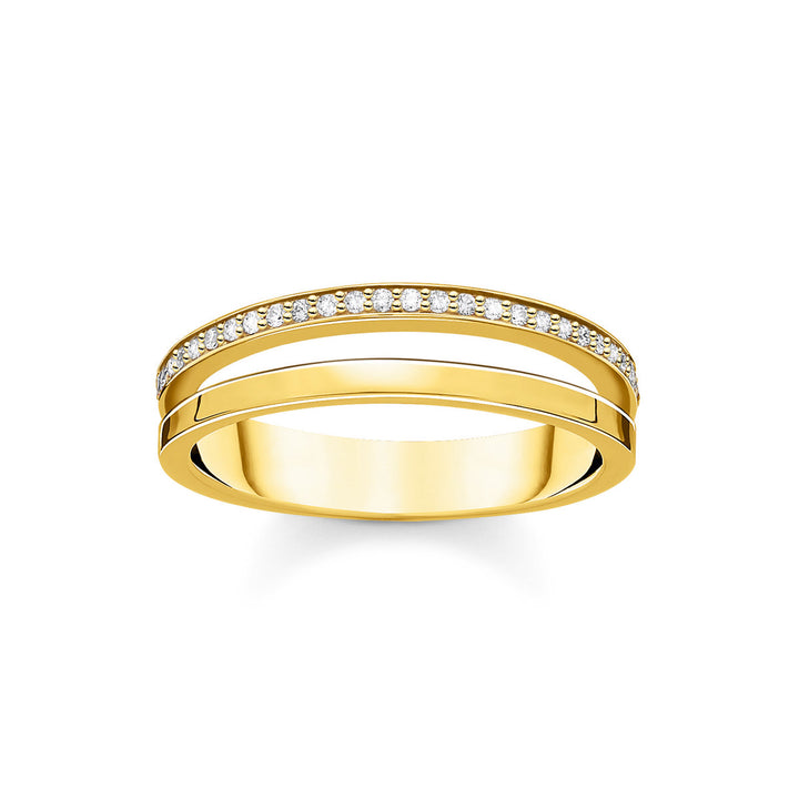 Thomas Sabo Ring Doppel Weisse Steine Gold - TR2316-414-14