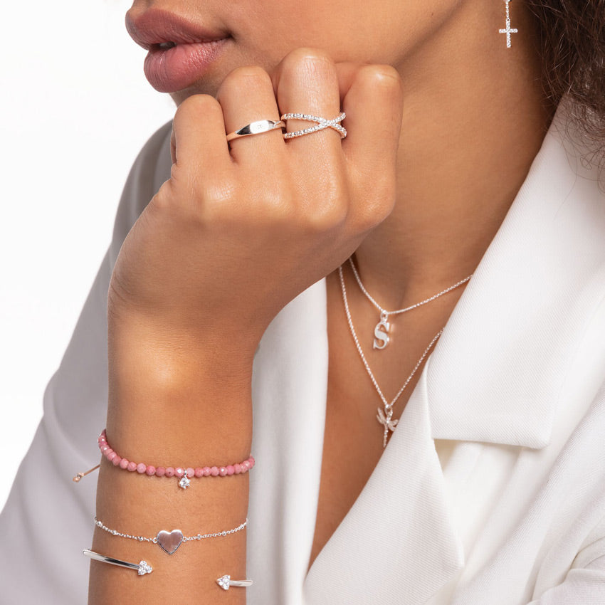 Thomas Sabo Ring Kugeln Mit Weissen Steinen Silber - TR2318-051-14