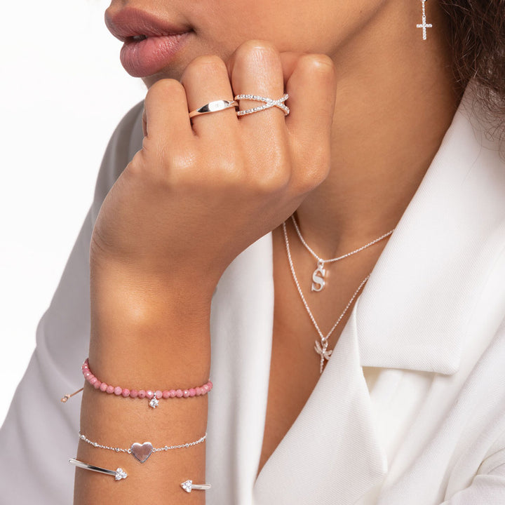 Thomas Sabo Ring Kugeln Mit Weissen Steinen Silber - TR2318-051-14