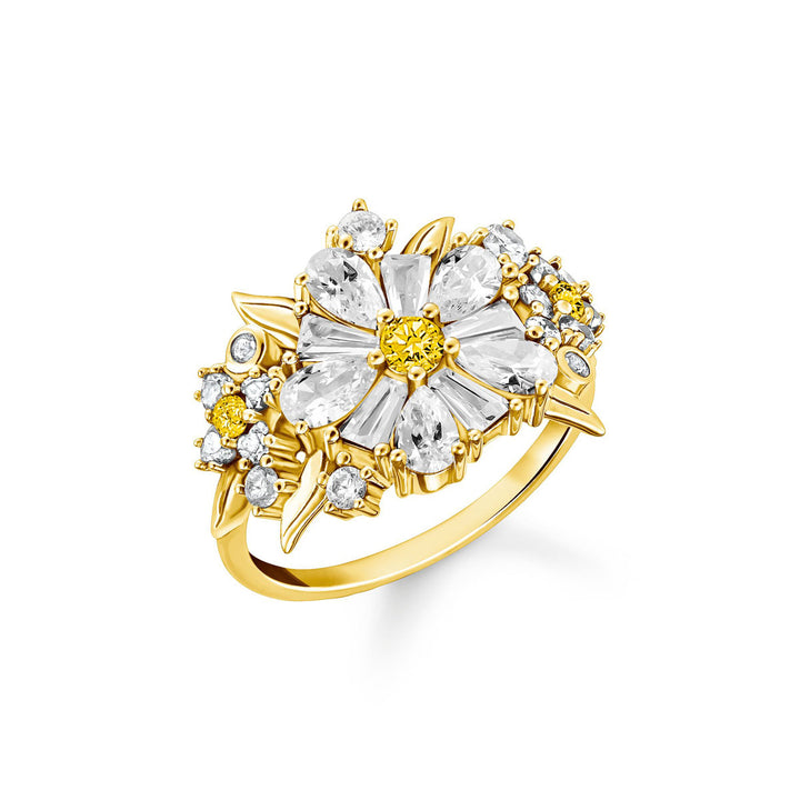 Thomas Sabo Cocktailring Blume Lovely Daisy mit Steinen vergoldet - TR2335-414-4