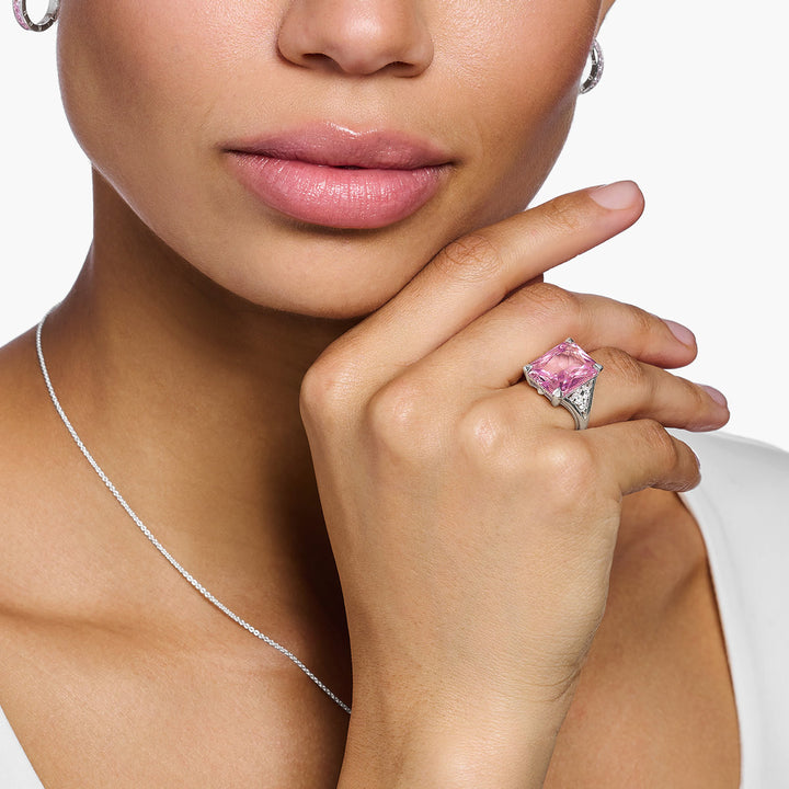 Thomas Sabo Ring mit Pinken und Weissen Steinen Silber - TR2339-051-9