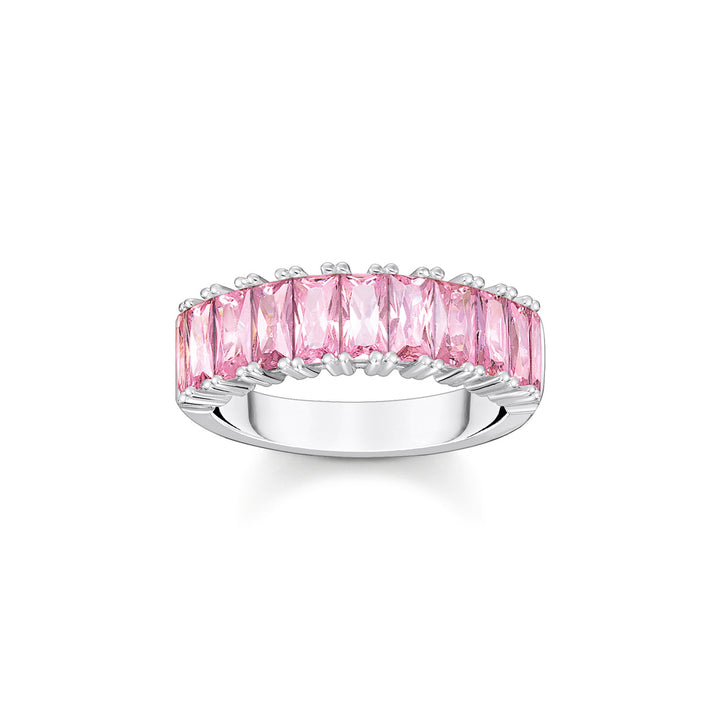 Thomas Sabo Ring mit Pinken Steinen Pavé Silber - TR2366-051-9