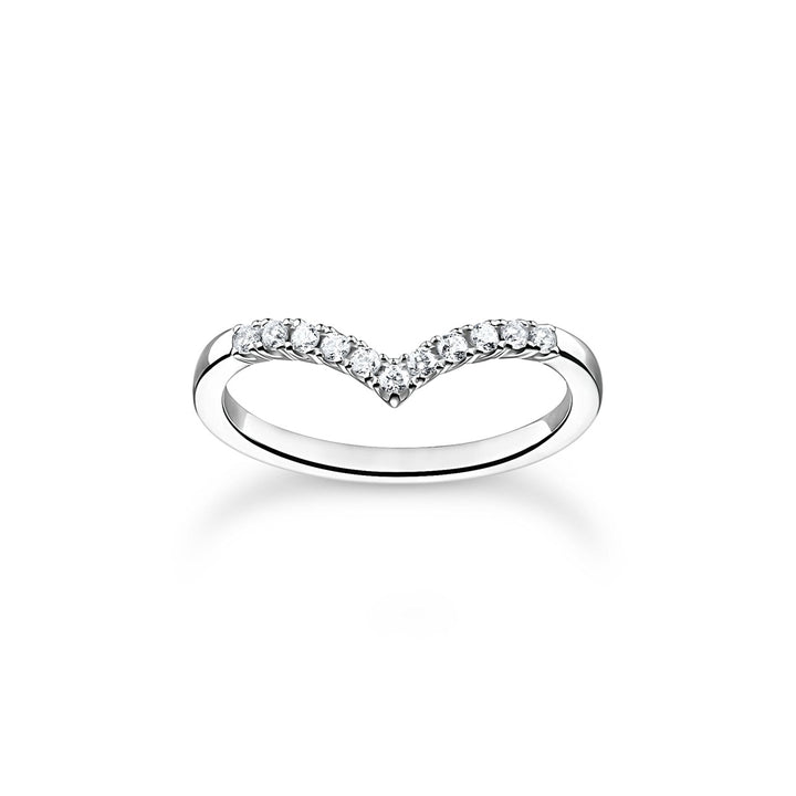 Thomas Sabo Ring V Form mit Weissen Steinen Silber - TR2394-051-14