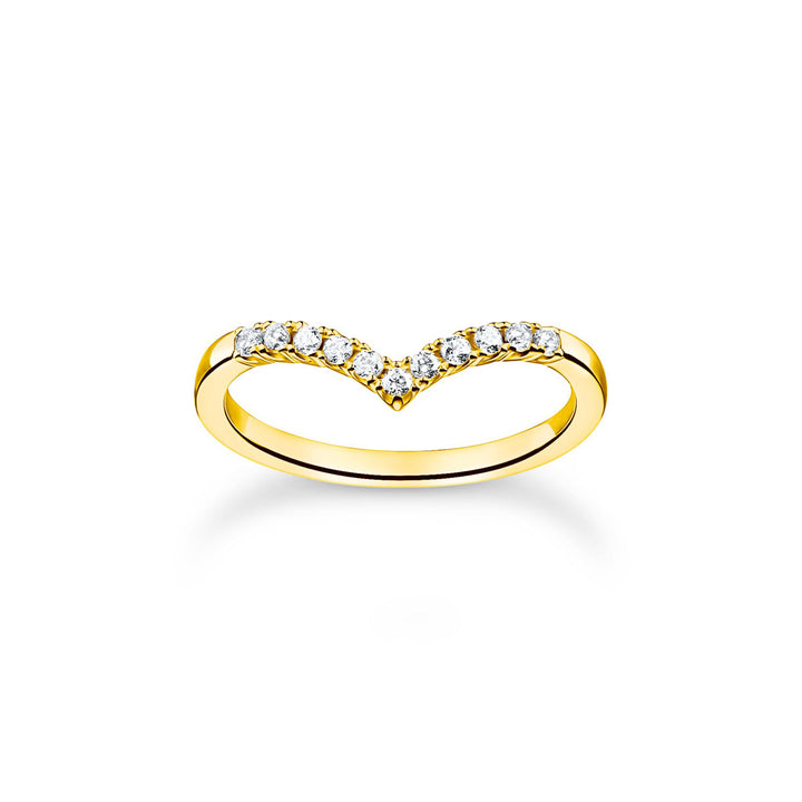 Thomas Sabo Ring V Form mit Weissen Steinen Gold - TR2394-414-14