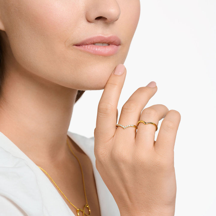 Thomas Sabo Ring V Form mit Weissen Steinen Gold - TR2394-414-14