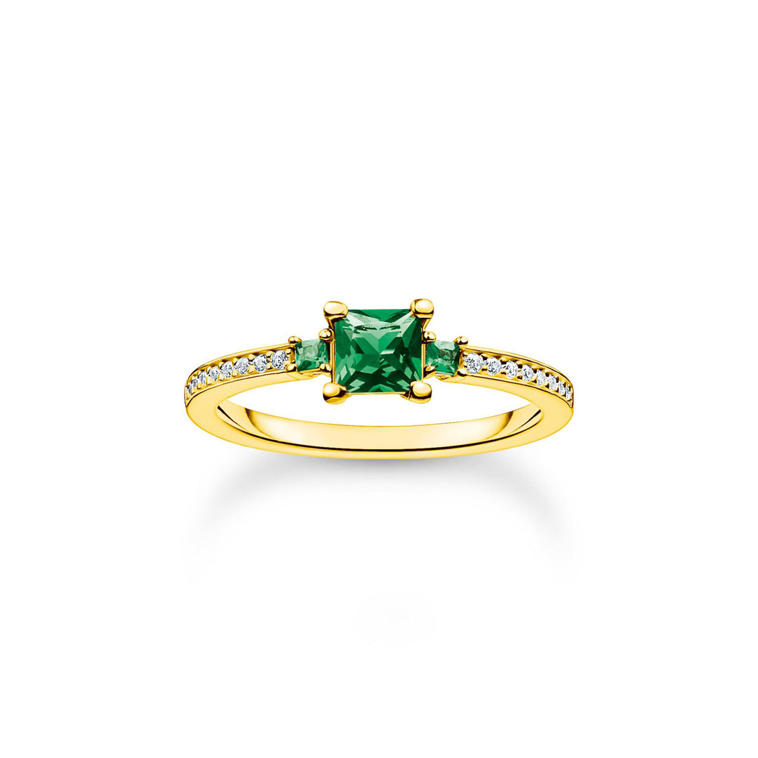 Thomas Sabo Ring mit Grünen und Weissen Steinen Gold - TR2402-971-6