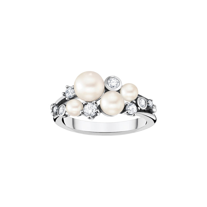 Thomas Sabo Ring Perlen mit weissen Steinen silber - TR2413-167-14