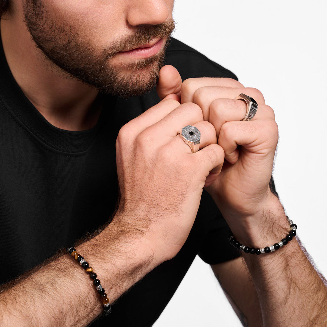 Thomas Sabo Ring Talisman mit Schwarzem Onyx Silber - TR2431-507-11