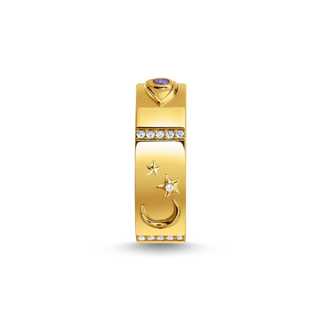 Thomas Sabo Ring mit kosmischen Symbolen und bunten Steinen vergoldet - TR2439-995-7